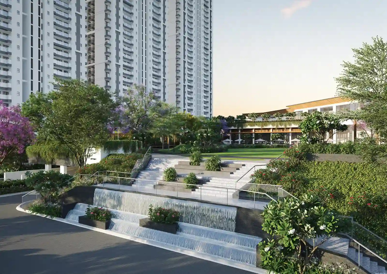 Lush courtyard garden